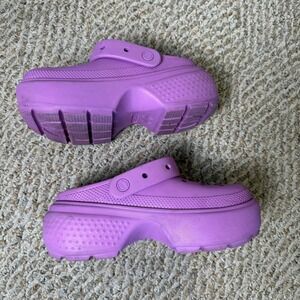 Crocs Bubble Stomp Clog Purple Platform Sandals Slip On Women's Size 8/ Men's 6